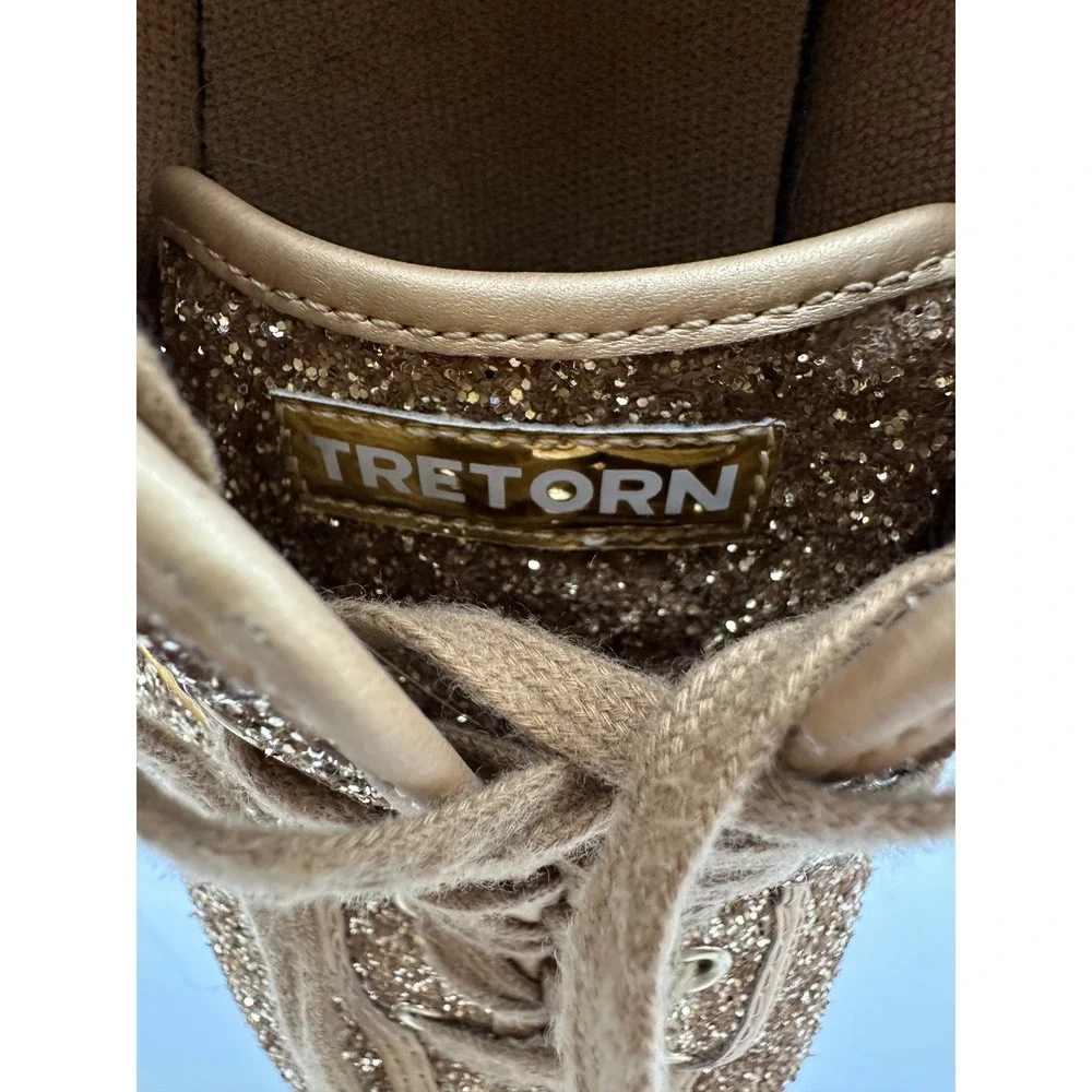 Tretorn Nylite Plus Glitter Plus Sneakers 7M Gold Sparkle Low Top Glam Shoes